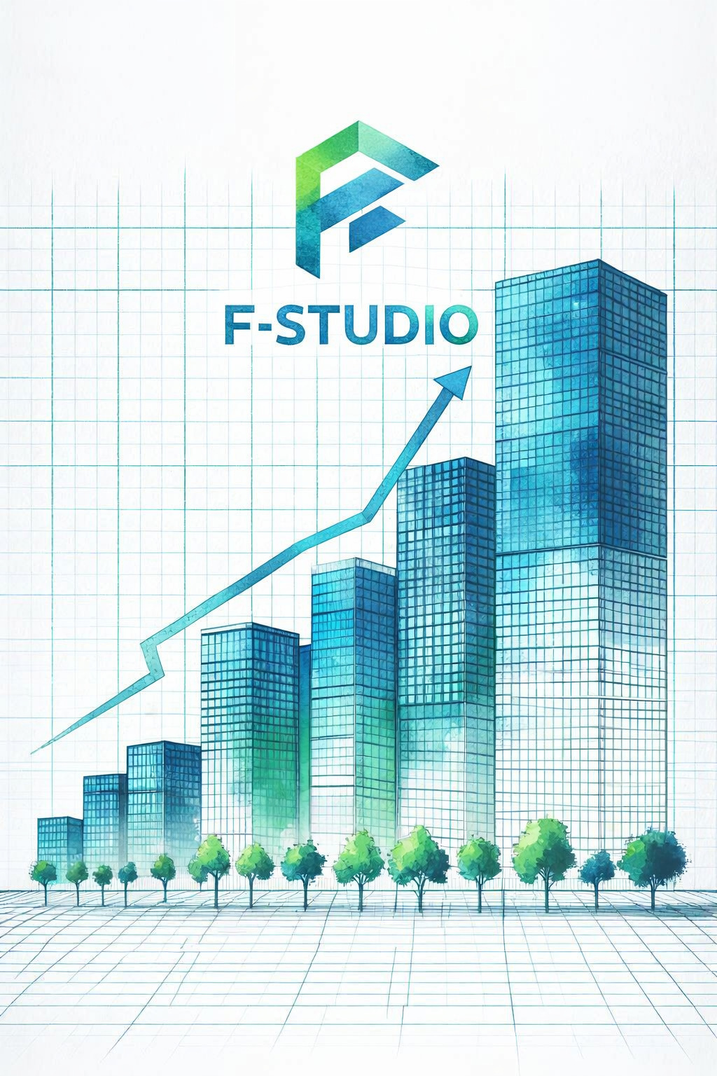 F-Studio reklama s grafem růstu